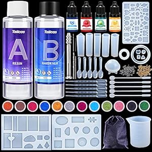 Tailcas Epoxyhars-set voor beginners, 200 ml, epoxyhars, siliconen vormen epoxyhars, sieraden zelf maken set voor kunst…