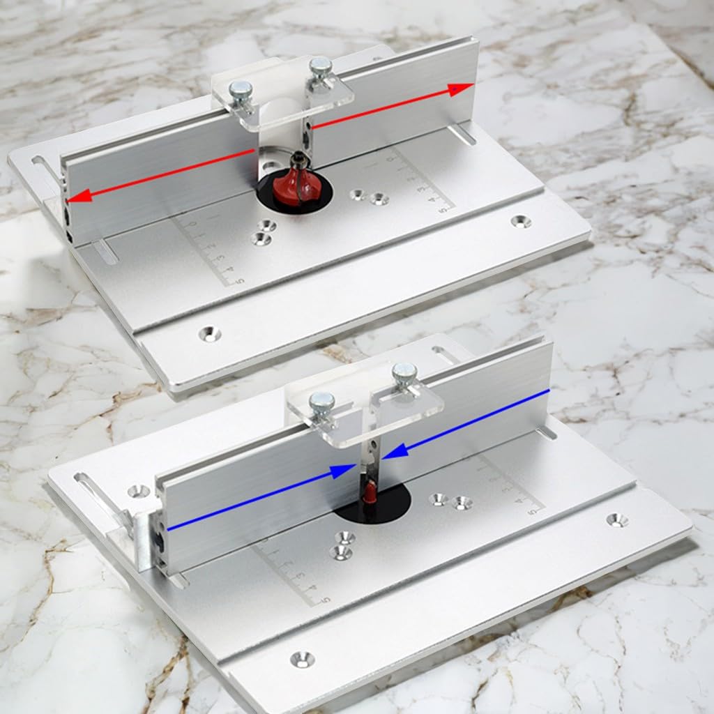 WYFCR Frästischplatten aus Aluminiumlegierung, Werkzeugsätze, Frästisch Einsatzplatte für Holzbearbeitung Tischsäge Multifunktionale Trimmer Gravur Für Holzbearbeitung, DIY(silbrig white)