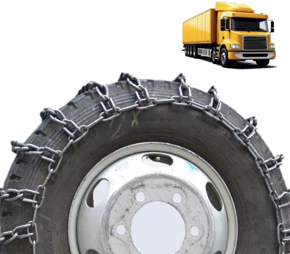 9mm Set of 2 Tire Chains for Suv and Pickup Trucks Slip Snow Traction Chains Durable Manganese Emergency Grip for Snowy Roads 315/80R22.5 2pcs 11R22.5