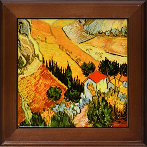 3dRose ft_48156_1 Van Gogh Landscape Framed Tile, 8 by 8
