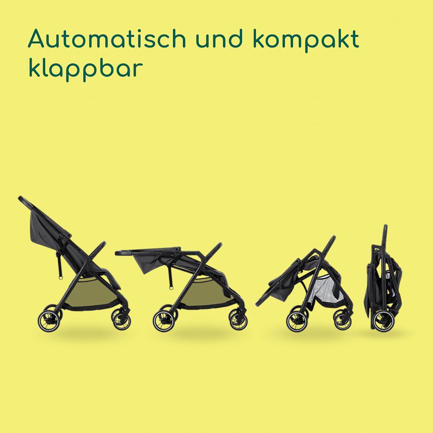 Bebeconfort Azur Kinderwagen Buggy Kompakt 0–3 Jahre 15 kg Leichter Reisebuggy Automatisch Einhändig Klappbar Stufenlos Flach Verstellbar Großer Korb Mineral Graphite