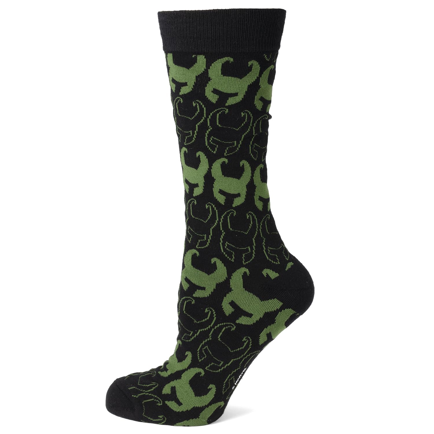 Cufflinks Inc. Loki Pattern Green/Black Socks, 1 Pair, One size fits most (up to men’s size 12), Officially Licensed by Marvel.