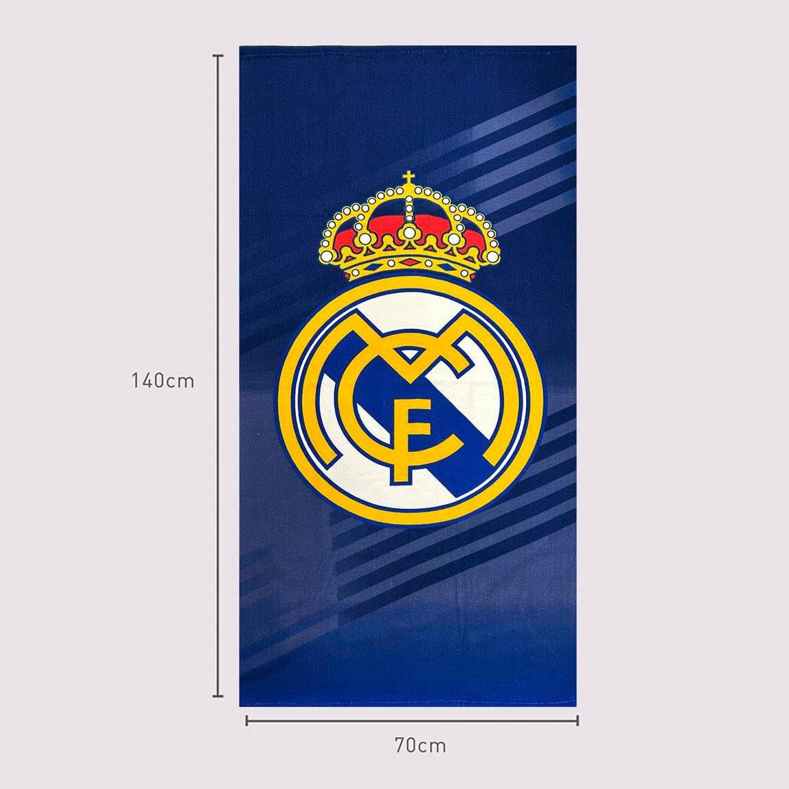 Toalla Real Madrid Oficial con Escudo y Colores del Club para Playa, Piscina, Baño o Deporte