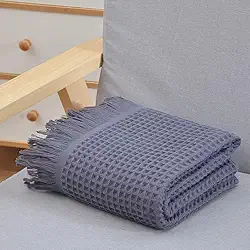 Cobertor de algodão waffle, luxuoso ultramacio e leve para cochilo de escritório, sofá, sofá e viagens - decoração de casa aconchegante para todas as estações, 89 x 180 cm
