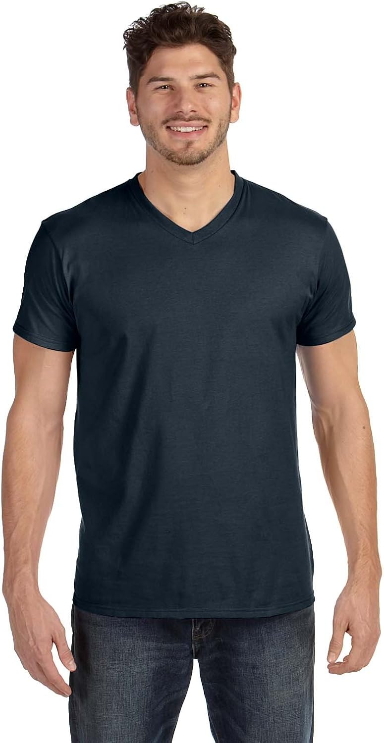 Hanes mens 4.5 oz. 100% Ringspun Cotton nano-T V-Neck T-Shirt(498V ...