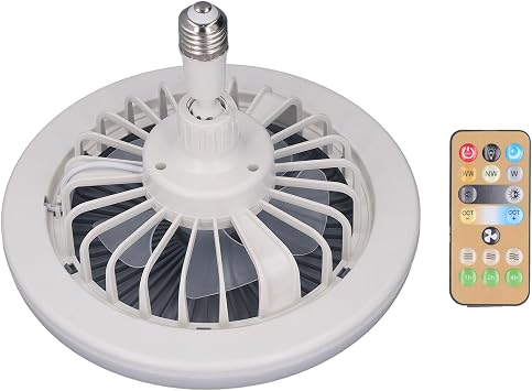 Ceiling Fan with Light, Small Enclosed Remote Control 3 Speed Adjustable Stepless Dimming E27 Lamp Holder, for Balcony Bathroom Closet Garage