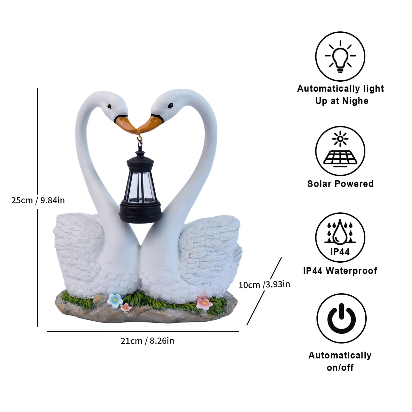 Statuetta da giardino a energia solare con lanterna a LED, in resina, coppia, stile 1