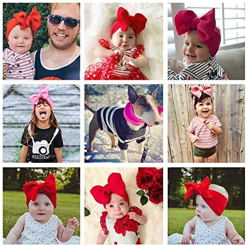 Baby Girl's 8'' Soft Big Bow knot Nylon Headband Toddler Hairband for Photography Travel Party Festivals (Red) — 사진 3