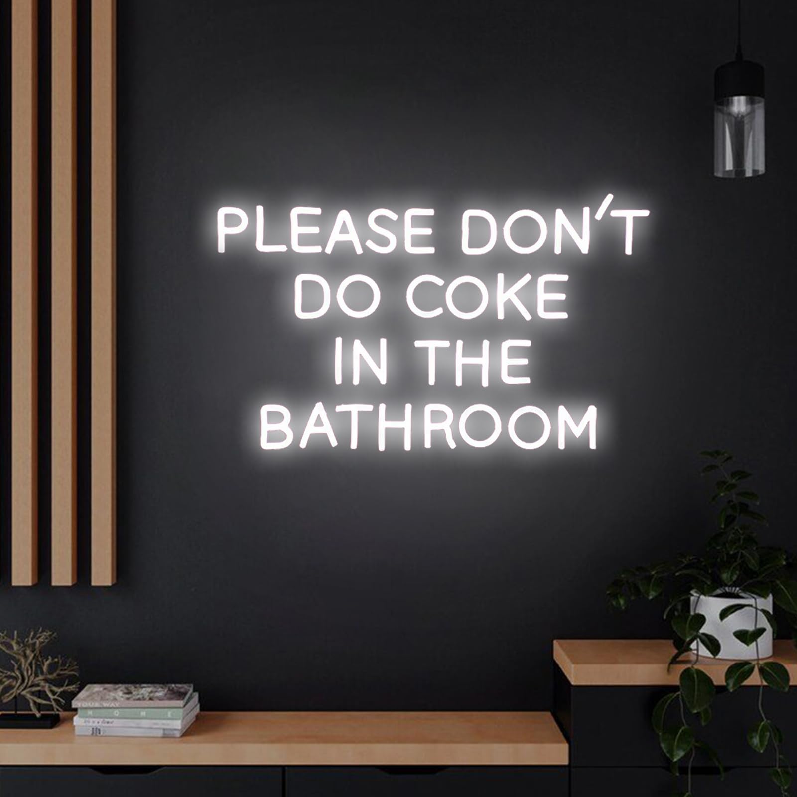 Planzo LED Neon Schild 'Please Don't Do Coke In The Bathroom' – 40x25 Cm, USB, Dimmbar, Rot