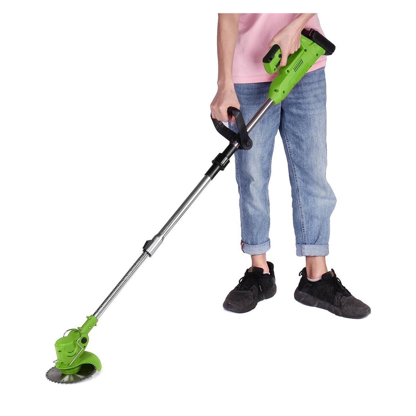 Cortacésped eléctrico inalámbrico de 35000RPM, 2000W, 88VF, cortacésped, Cepillo for Malas Hierbas, Cortador Ajustable de Longitud Plegable for jardín(Groen)