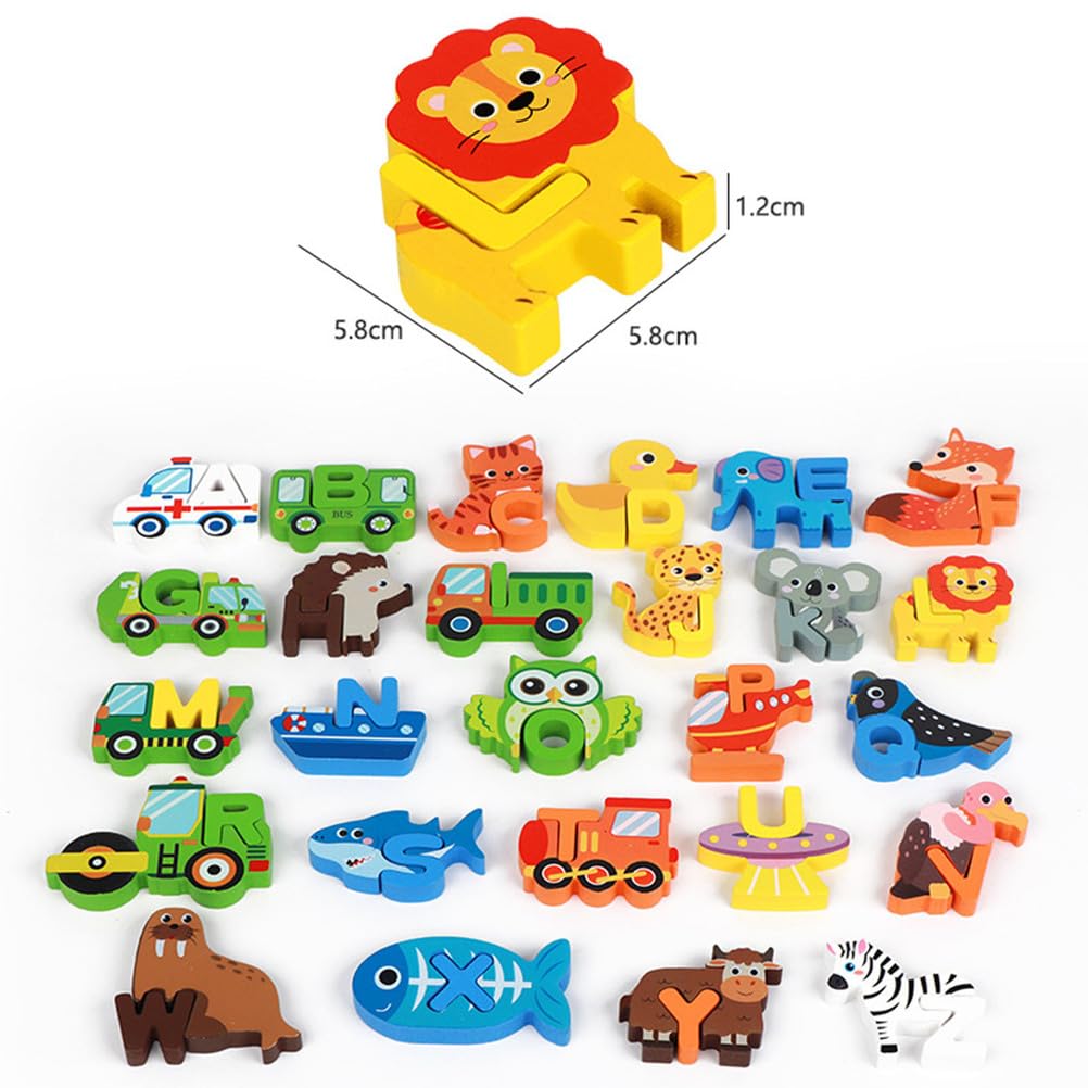 Rompecabezas de Madera 3D de 26 Letras, Juguete Montessori de Aprendizaje temprano