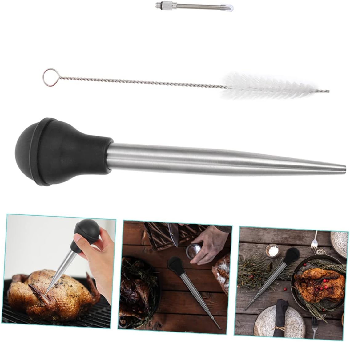 Silicone Bulb Turkey Needle Bbq Injector Meat Injector Barbecue Seasoning Tool