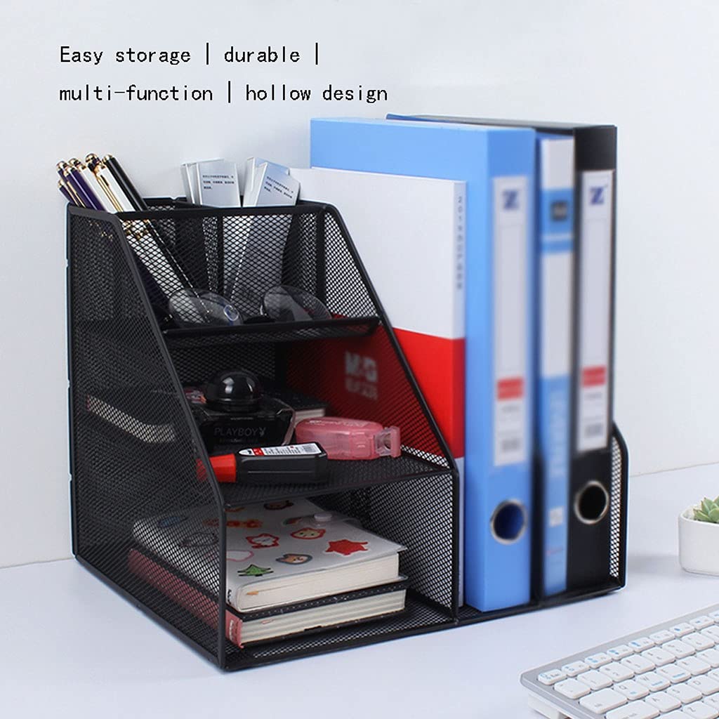 Portadocumenti cremagliera File Rack Desktop Laptop File Cartella Palette Trucco Maglia in Acciaio Steel Magazine File Sorter Documento Lettera Organize Rack per l'organizzazione e Lo stoccaggio
