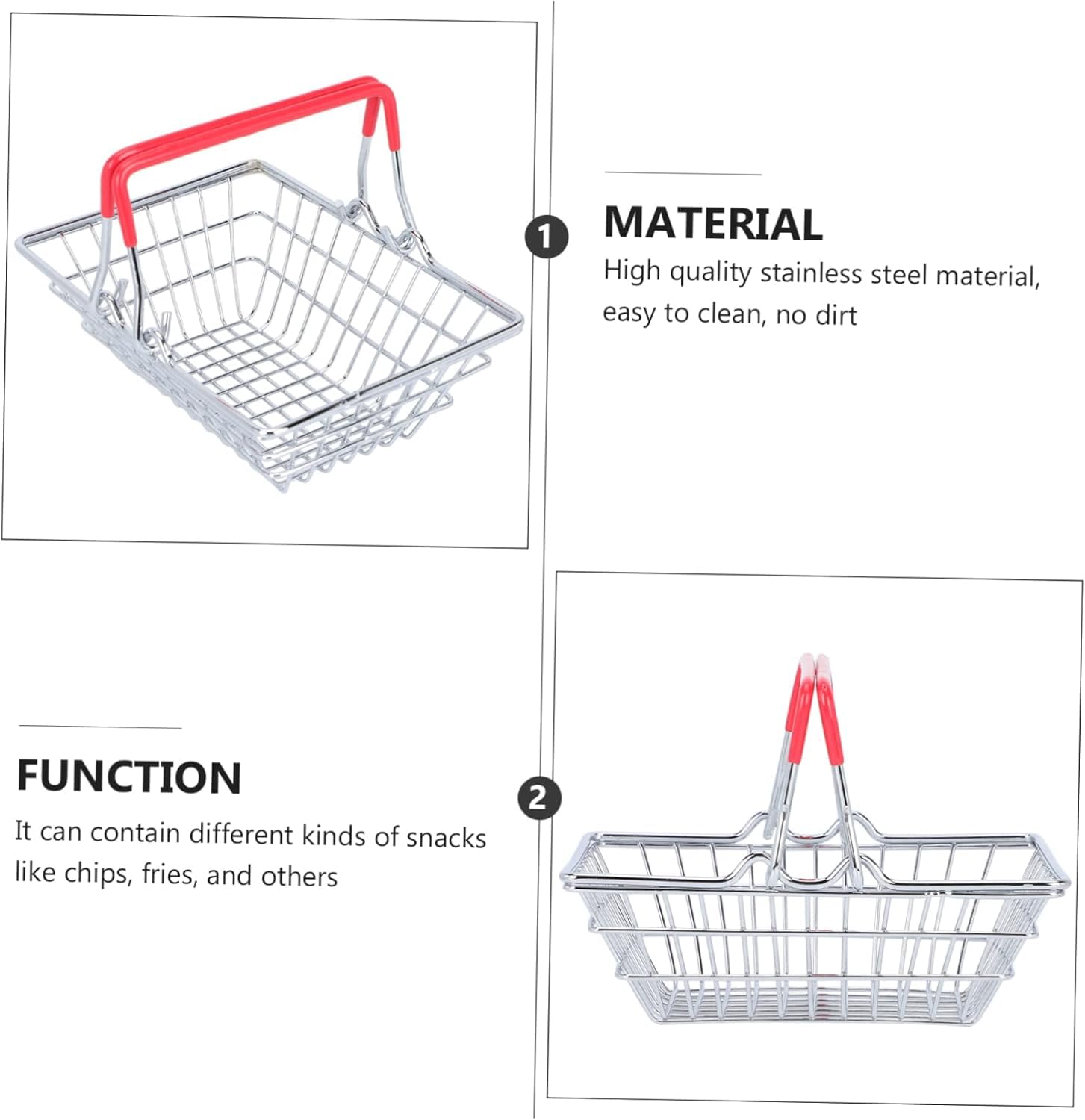 Prostuff.inยฎ Stainless Steel Mini Fry Basket French Fries Holder Fish and Chips Holder Snack Appetizer Serving Rack Mini Shopping Cart and Basket Shape 1Pcs Silver 1