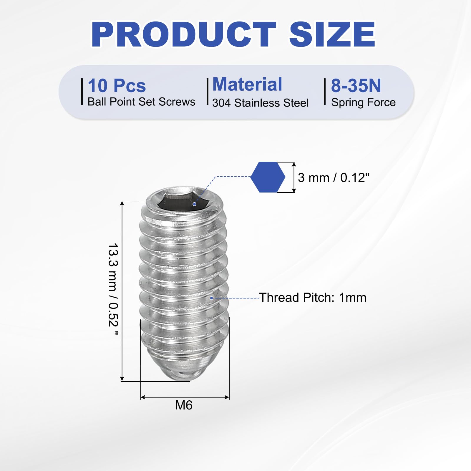 PATIKIL M6x12mm Ball Point Set Screws - Image 2
