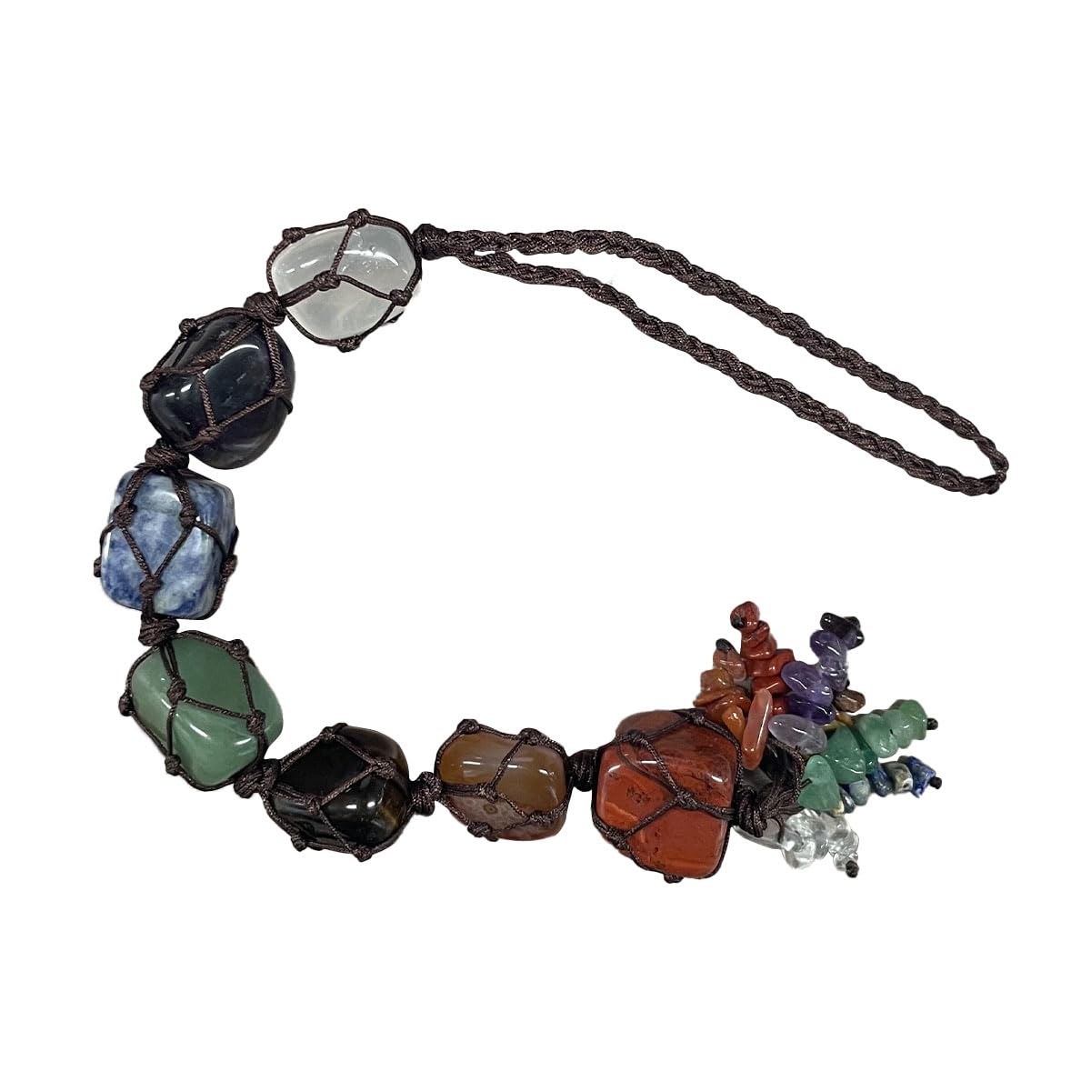 7 Chakras Healing Crystals Car Hanging Ornaments, Handmade Car Rear View Mirror Charm, Good Luck Home Decoration, Car Window Decoration Accessories