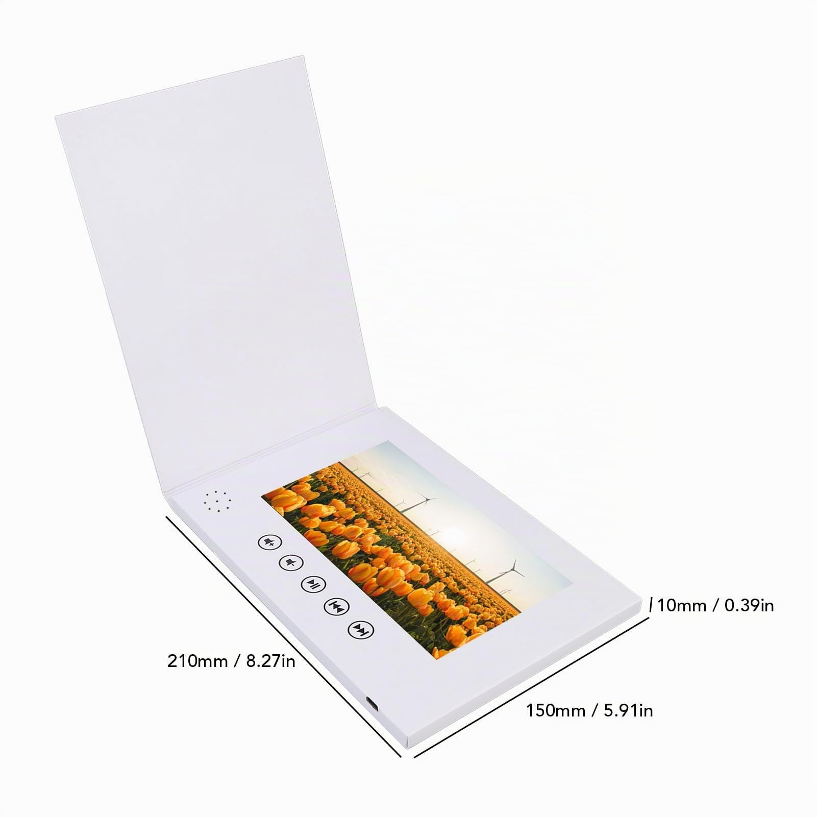 Sxhlseller Tarjeta de Felicitación con Vídeo de 7 Pulgadas, Folleto Digital LCD HD para Marketing |Reproductor Electrónico A5, Regalo Personalizado Recargable para el Negocio de Navidad