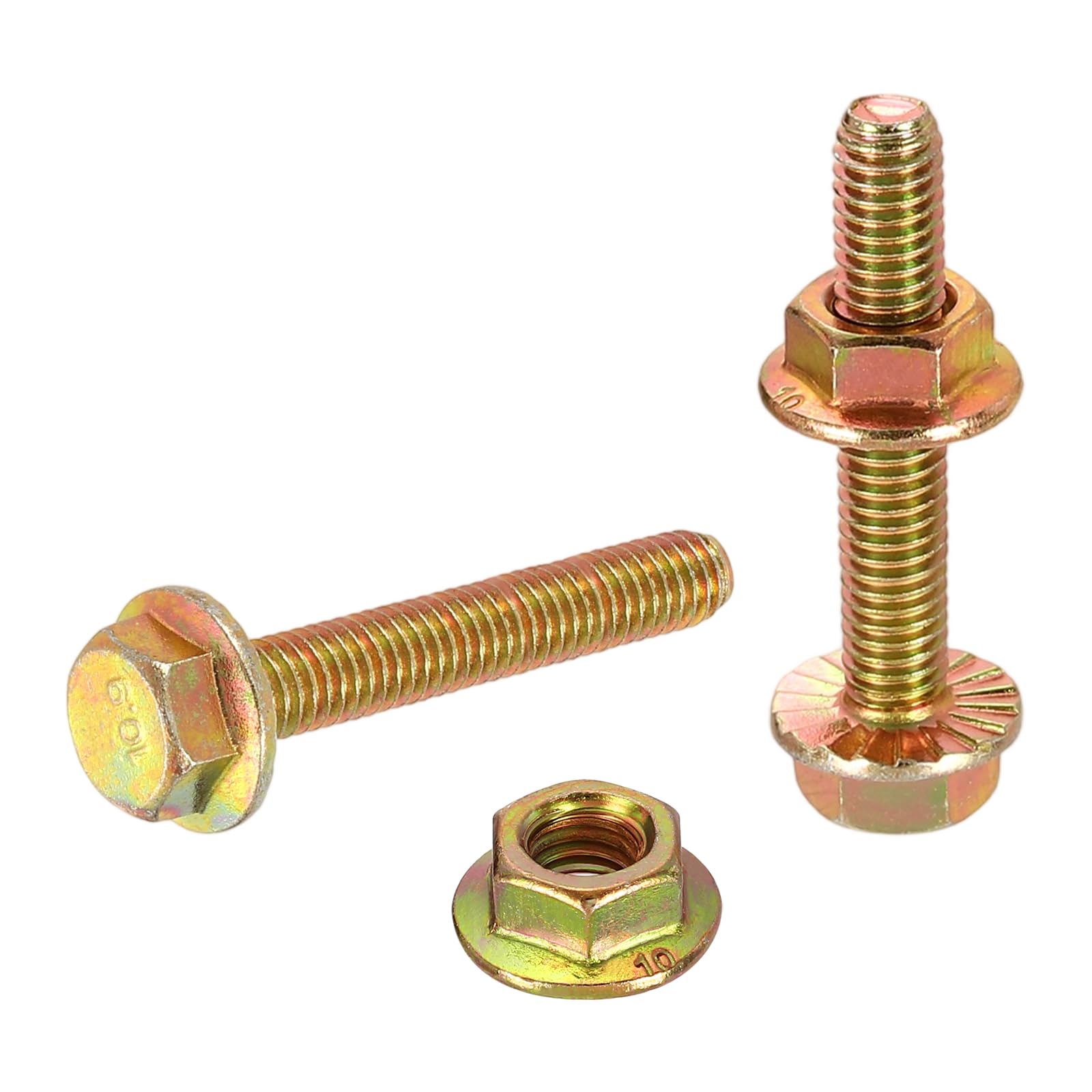 sourcing map M6 x 35mm Flanged Hex Head Bolts, 20Pcs Zinc-Plated Carbon Steel Flange Hexagon Screws with Nuts, Fully Threaded, for Machinery Industry Home Appliances