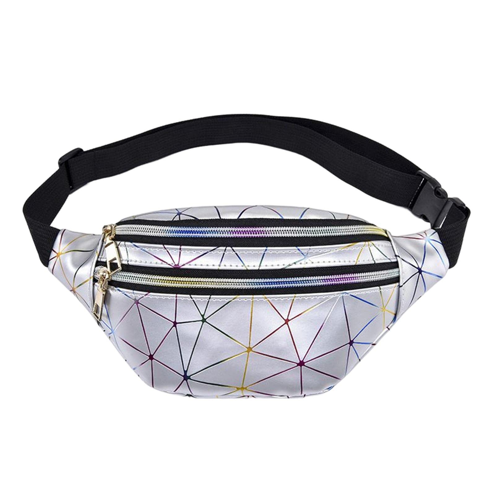 Fanny Pack Waist Bag Adjustable Strap Waterproof for Running Fishing Travel Silver-image-31