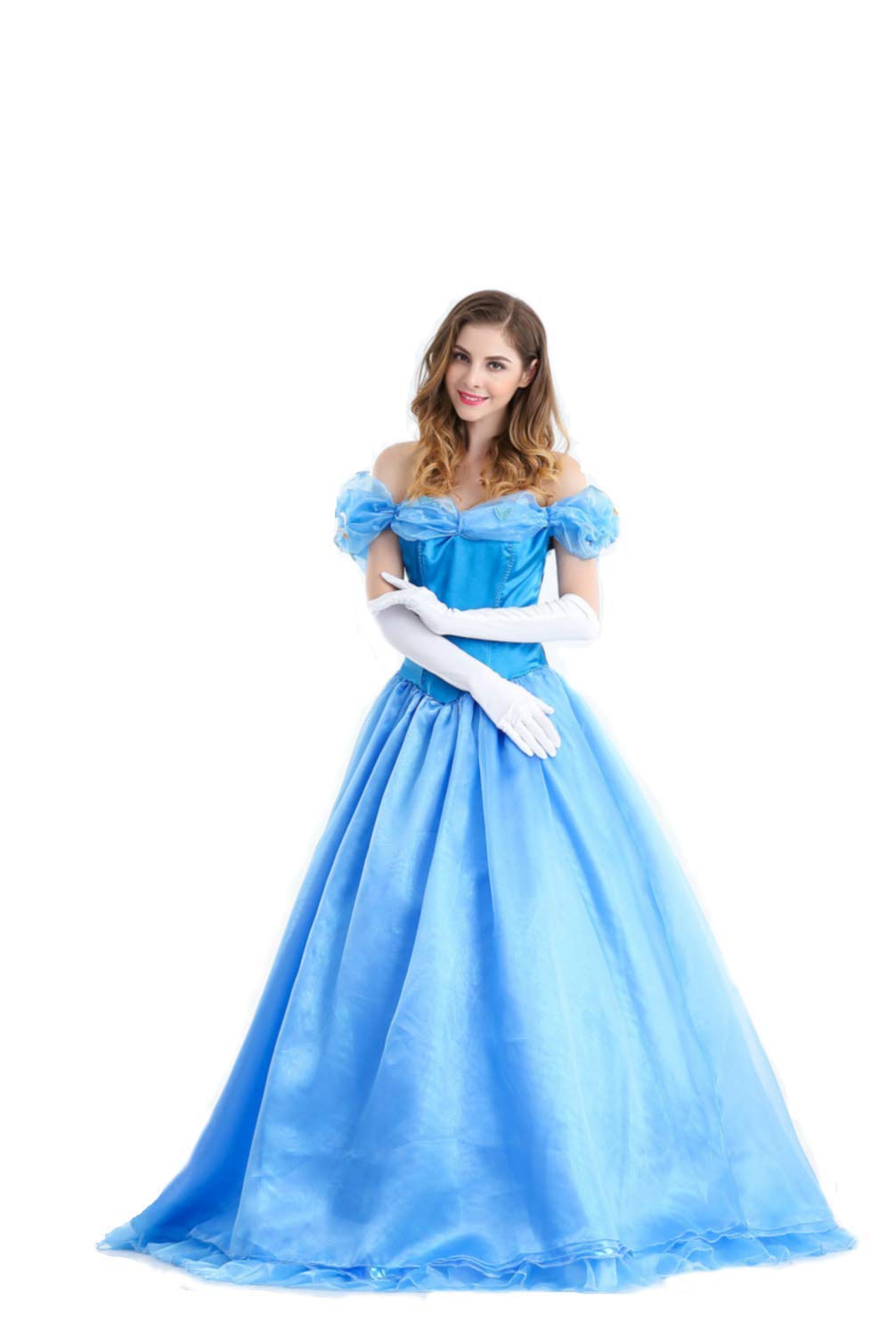 Women's Halloween Cinderella Princess Dress Cosplay Party Costume Performance Dresses (Large) Blue