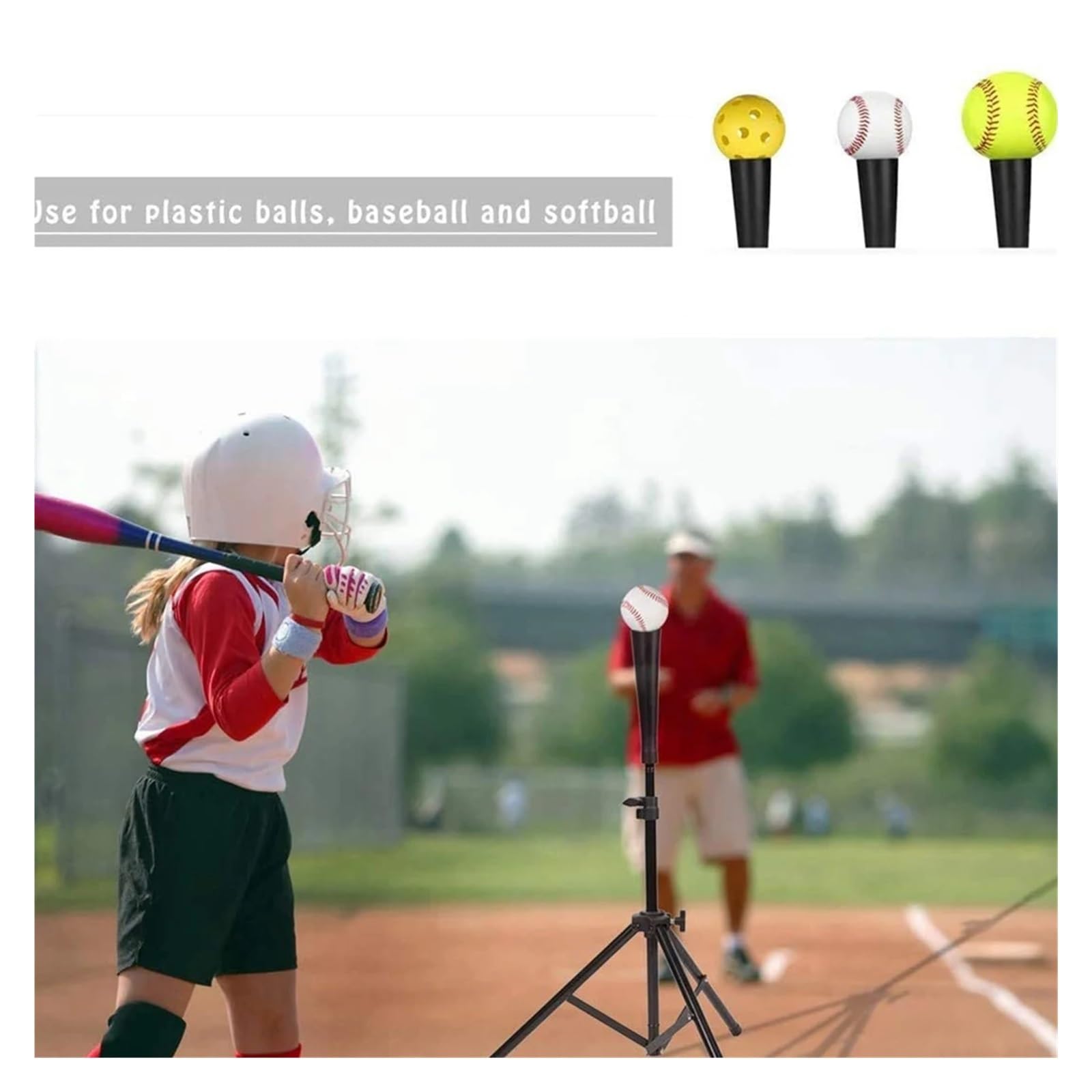 Béisbol Batting Tea de Golpe Trípode tee de bateo béisbol y sóftbol, ​​tee Goma Ajustable, trípode Entrenamiento, Equipo práctica