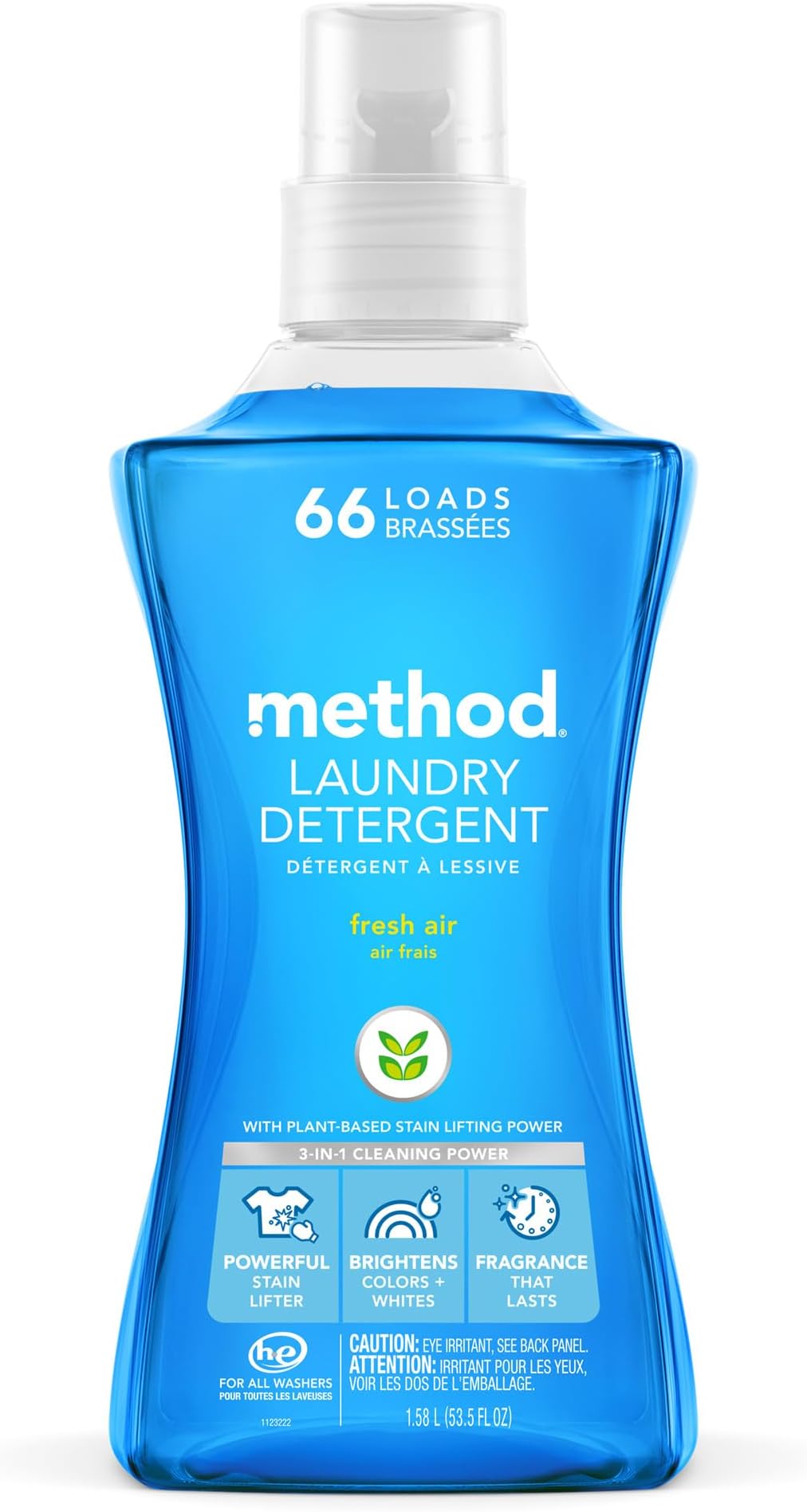 Liquid Laundry Detergent, Fresh Air, 66 Loads Per Bottle, Stain Remover, 53.5 Fl Oz (Pack of 1)