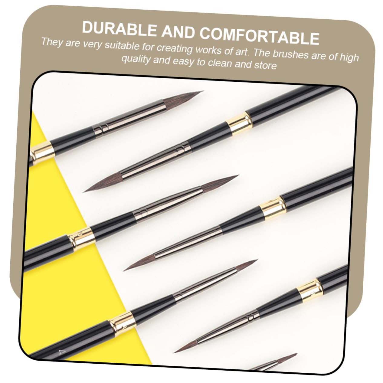 Pinceles Desmontables de Acuarela 7 Piezas Mango Metálico Negro