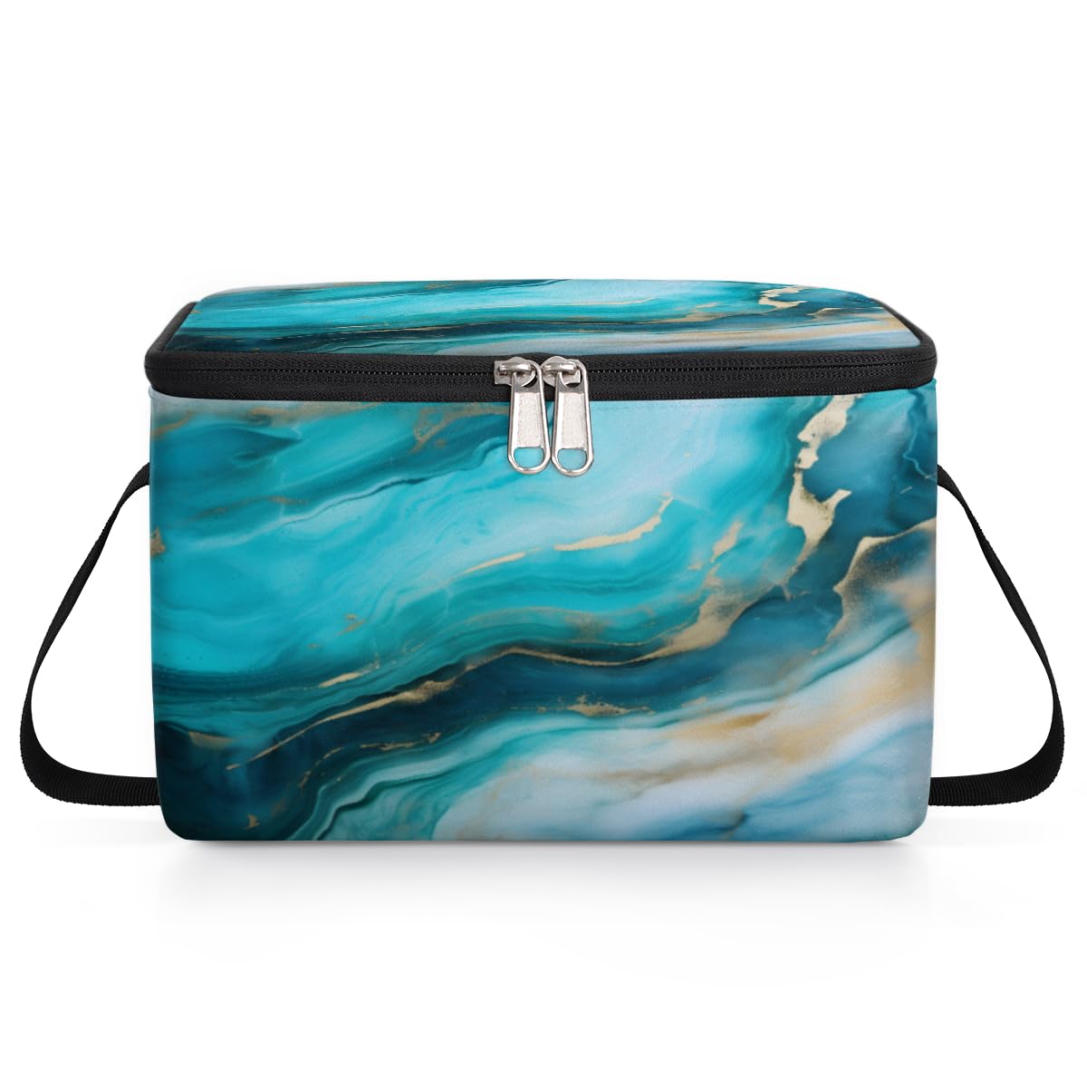 GzLeyigou Marbling Pattern Lunch Bags for Women Men 9 Cans, Hot & Cold Food Delivery Bag Insulated Grocery Bag Insulated Lunch Box Marble Liquid Texture Cooler Bag for Office Work Picnic Beach