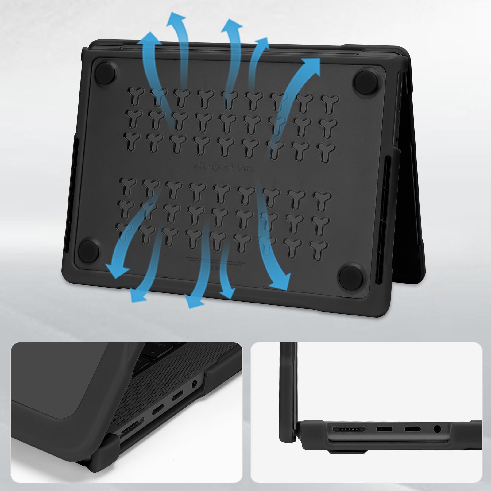 MOSISO Funda Compatible con MacBook Pro 16 Pulgadas 2025 2024-2021 M4 M3 M2 M1 A3403 A3186 A2991 A2780 A2485, TPU Bumper Antirayaduras&Antihuellas Dactilares Carcasa Dura&Teclado&Tipo C, Negro