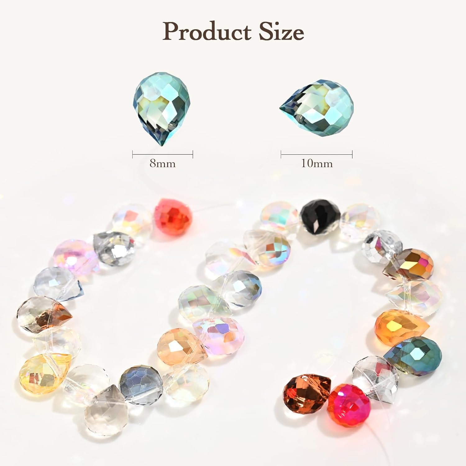 Crystal Glass Beads, 240pcs Faceted Crystal Beads for Jewelry Making, 24 AB Colors Shiny Teardrop Shape Jewelry Beads Glass Beads for Necklace Bracelet Earring DIY Craft, 8x10mm - Image 3