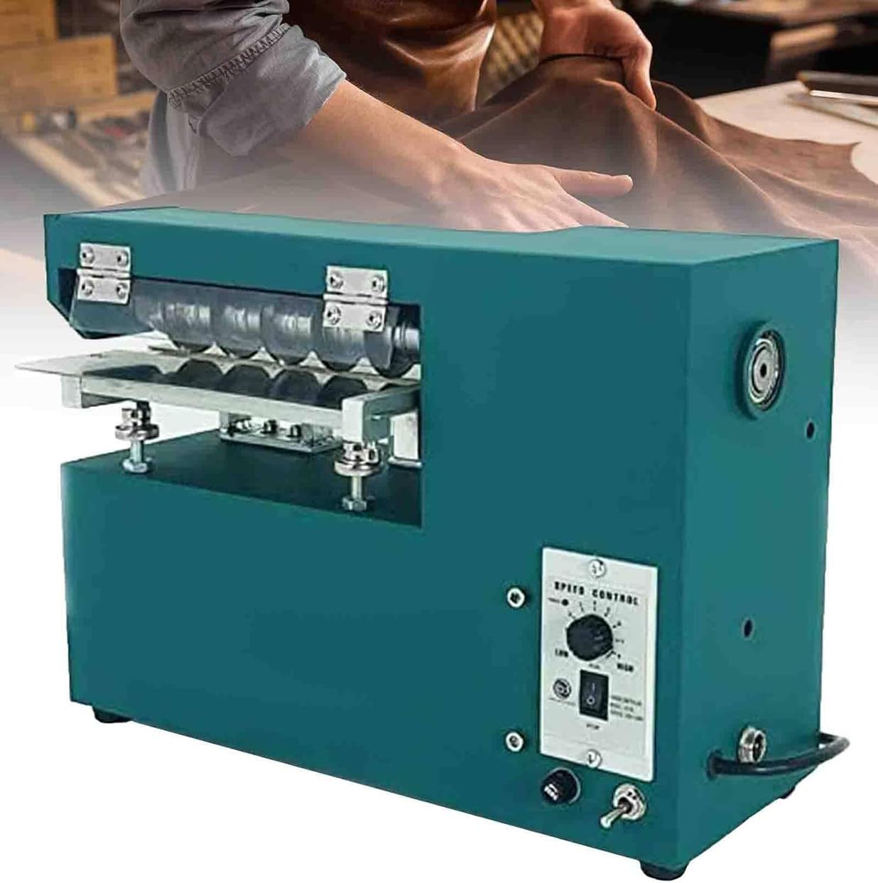 JKJZSALJ Leather Strip Belt Cutting Machine, 1600Rpm Electric Leathercraft Splitter, 20Cm Cutting Width, Cutting Speed Can Adjusted, Electric Fabric Scissors
