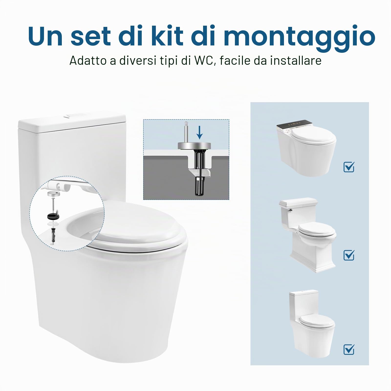 WOLTU Tavoletta WC Ammortizzata, Copriwater Ovale, Asse WC con Cerniere Regolabili con Paracolpi, in Duroplast