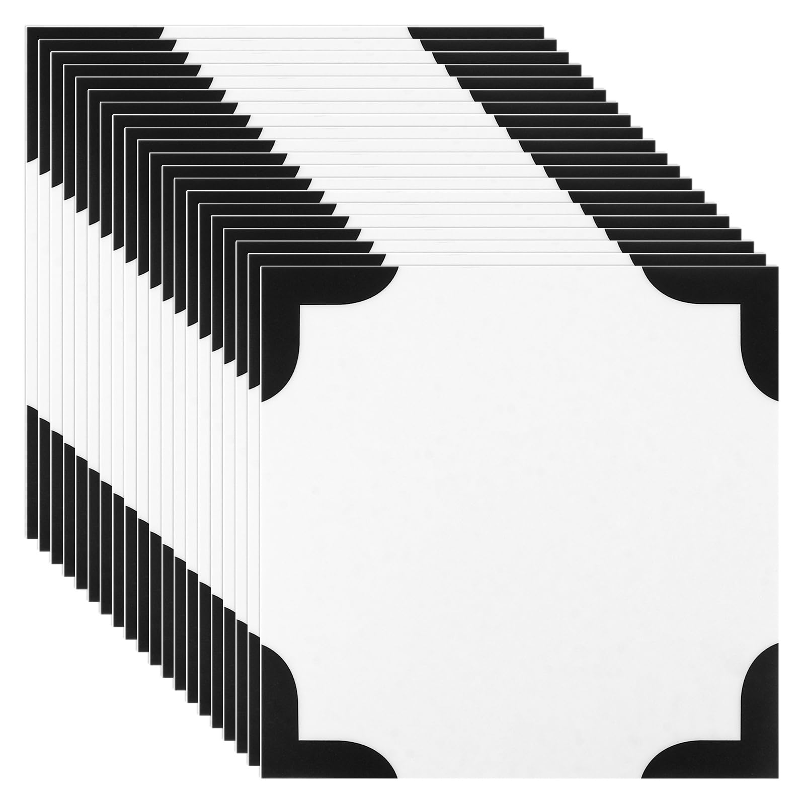 CYEER 20 PCS White and Black Flooring Tiles Self Adhesive, 30x30cm Vinyl Self Adhesive Floor Tile, Sticky Floor Tiles Vinyl Floor Tile Stick on Floor Tiles for Bathroom Kitchen Living Room Bedroom