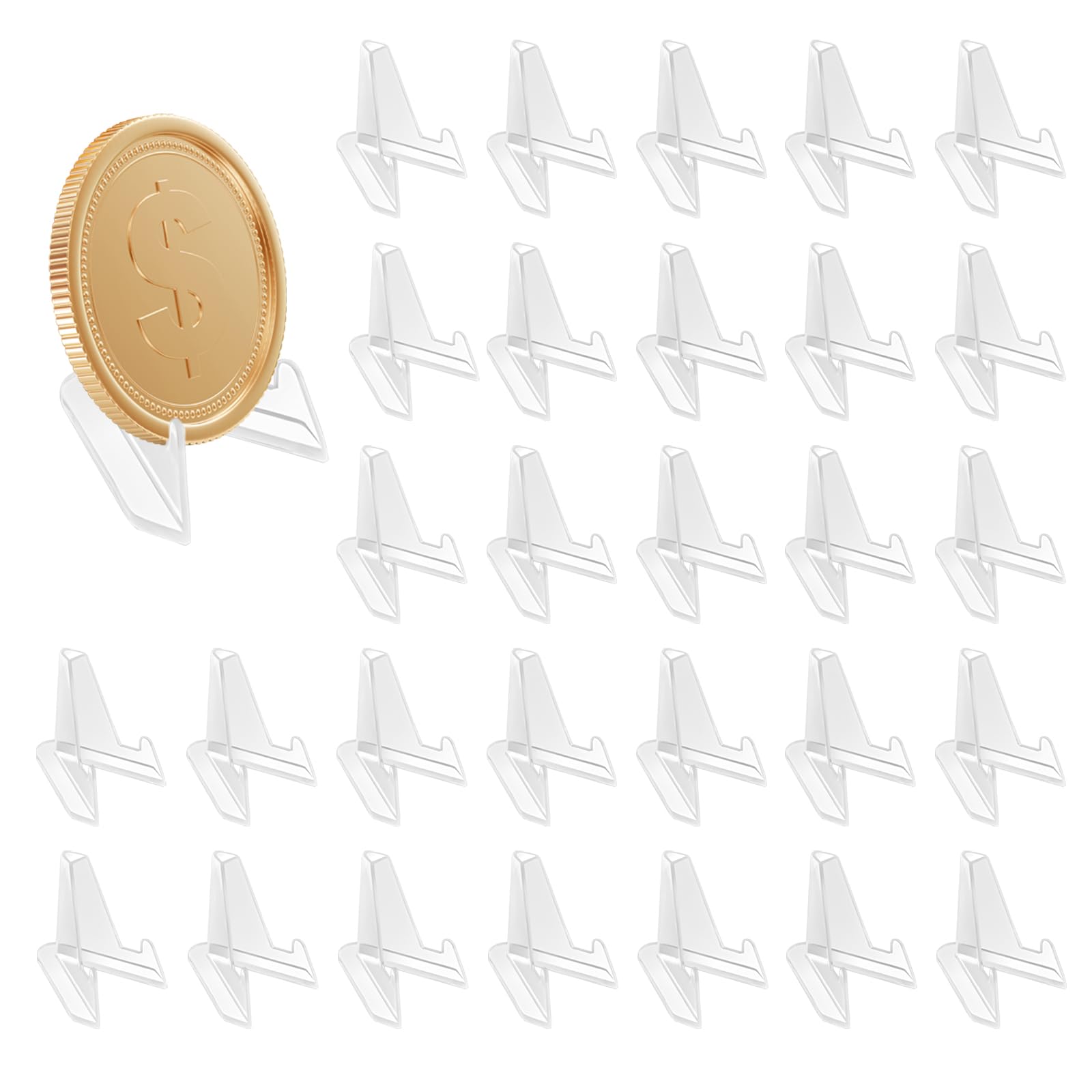 Ttqianj Transparent 30Pcs Mini Clear Coin Display Stand,Acrylic Anti Slip Clear Easel Stands,Multifunctional Display Holder For Displaying Coin,Medals,Pocket Watches,2 Inch Tall