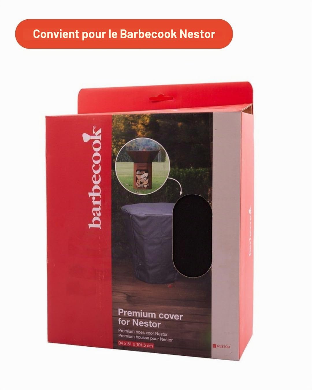 Barbecook housse barbecue, bache de protection pour barbecue au bois Nestor, housse premium, noir, 94x81x102cm