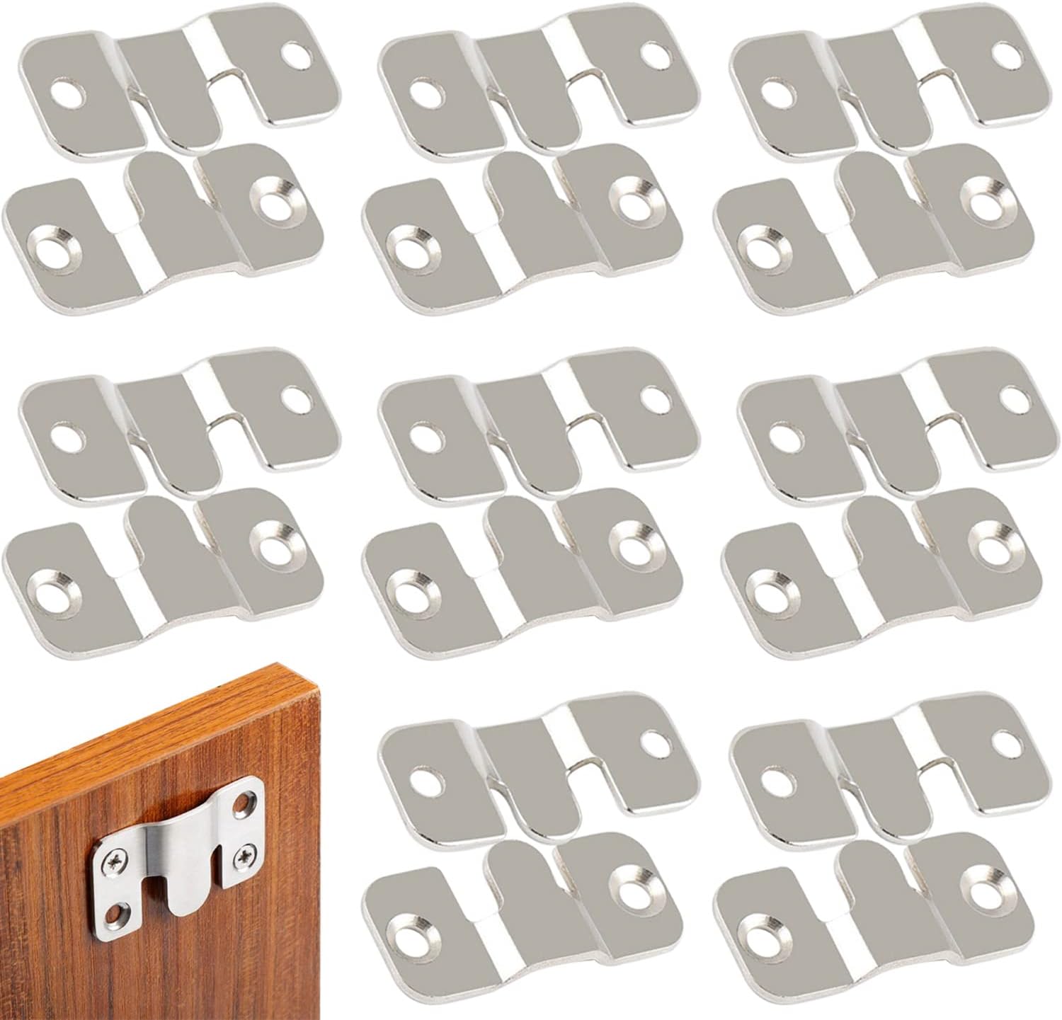 16Pcs Stainless Steel Interlock Hanging Buckle,Flush Concealed Mount