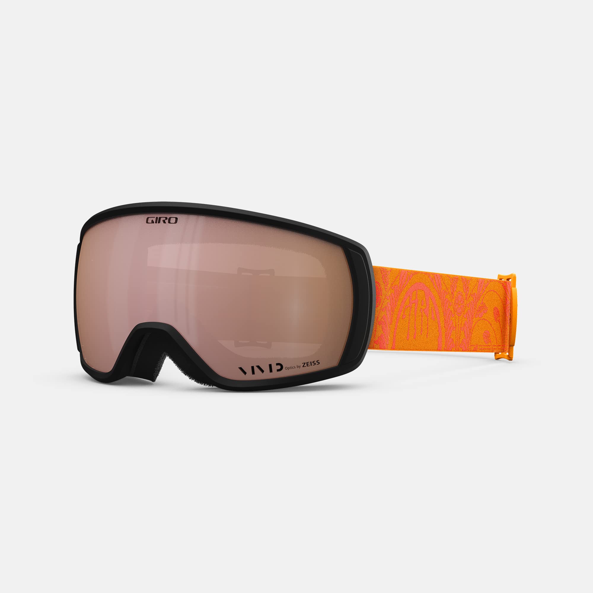 Giro Facet Ski Goggles - Snowboard Goggles for Women & Youth - Tiger Lily/Monarch Orange Filmore Sun Strap with Vivid Rose Gold Lens