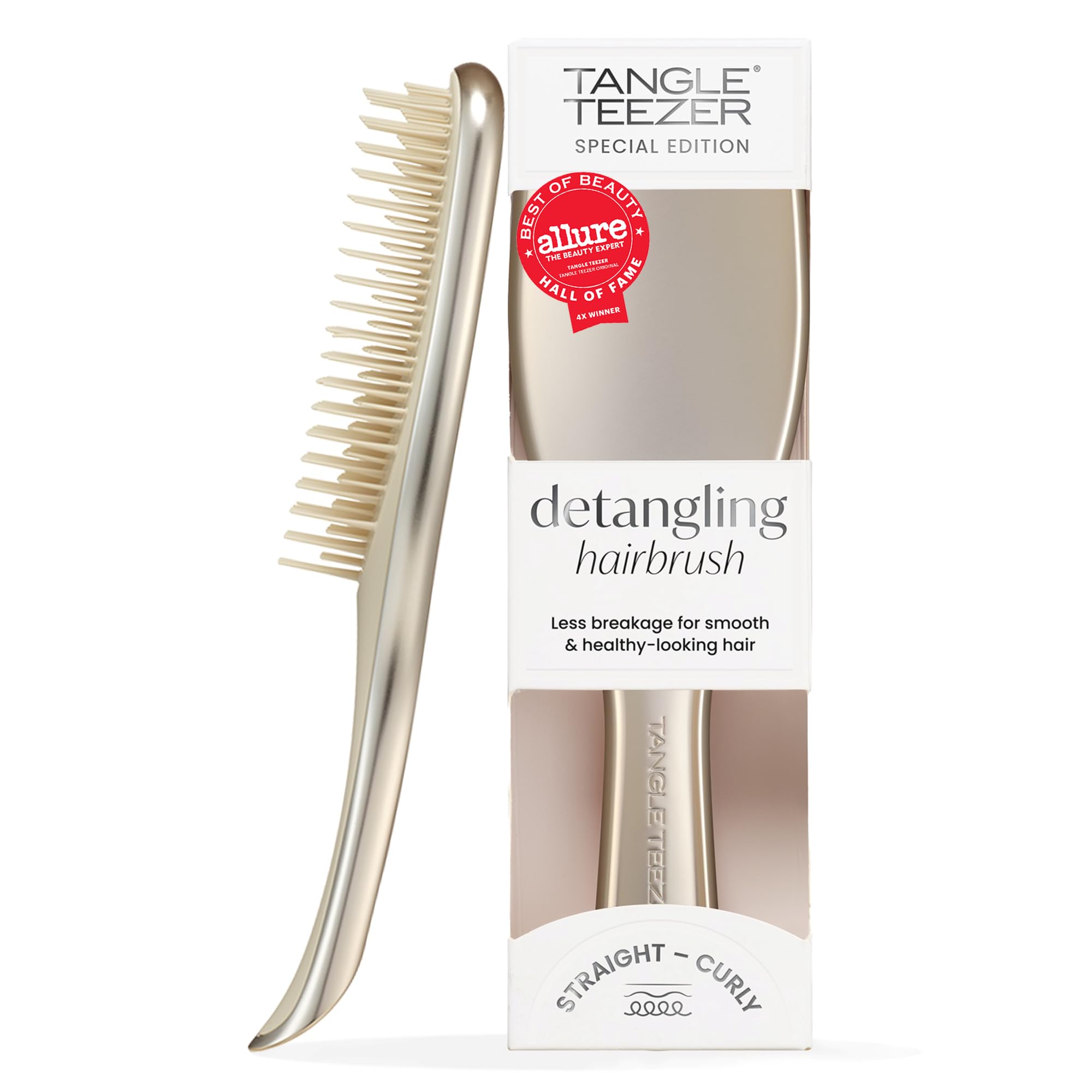 Tangle Teezer - Escova de cabelo desembaraçadora The Ultimate Detangler Chrome para todos os tipos de cabelo. Ideal para usar em fios molhados. Cor: Neo Gold