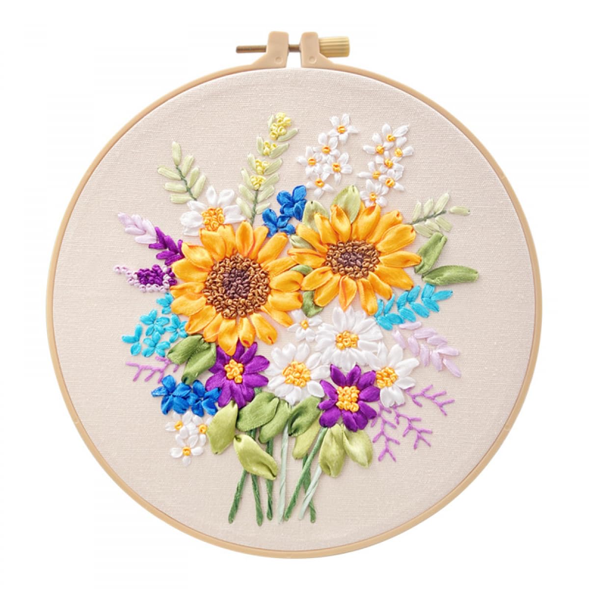 リボン刺繍 面白かっ キット セット 植物 花 花瓶 フラワー リボン  