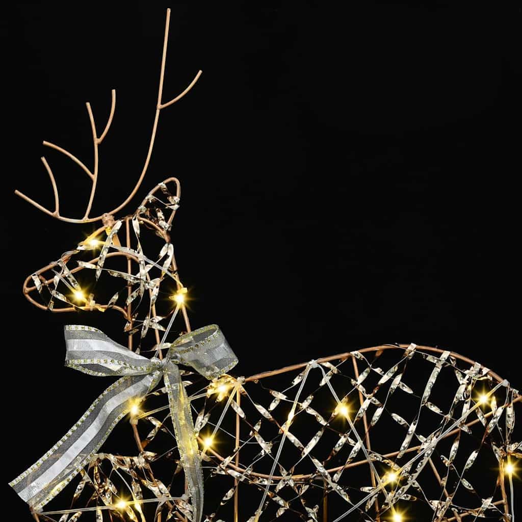 LED Rentiere mit 60 LEDs warmes Weiß, 3-teiliges Set aus PET, 44,5 x 18 x 66 cm, Weihnachtsbaumschmuck Figur für Wohnzimmer, geschützte Außenbereiche, Festliche Adventsdekoration