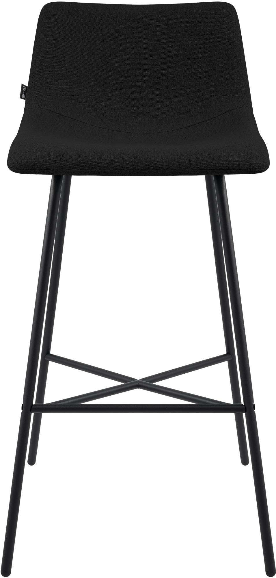 CLP Taburete de Bar Acolchado Altona, Silla con Respaldo y reposapiés, Taburete Moderno para Cocina, Estructura de Metal Negro Color Negro Material Tela