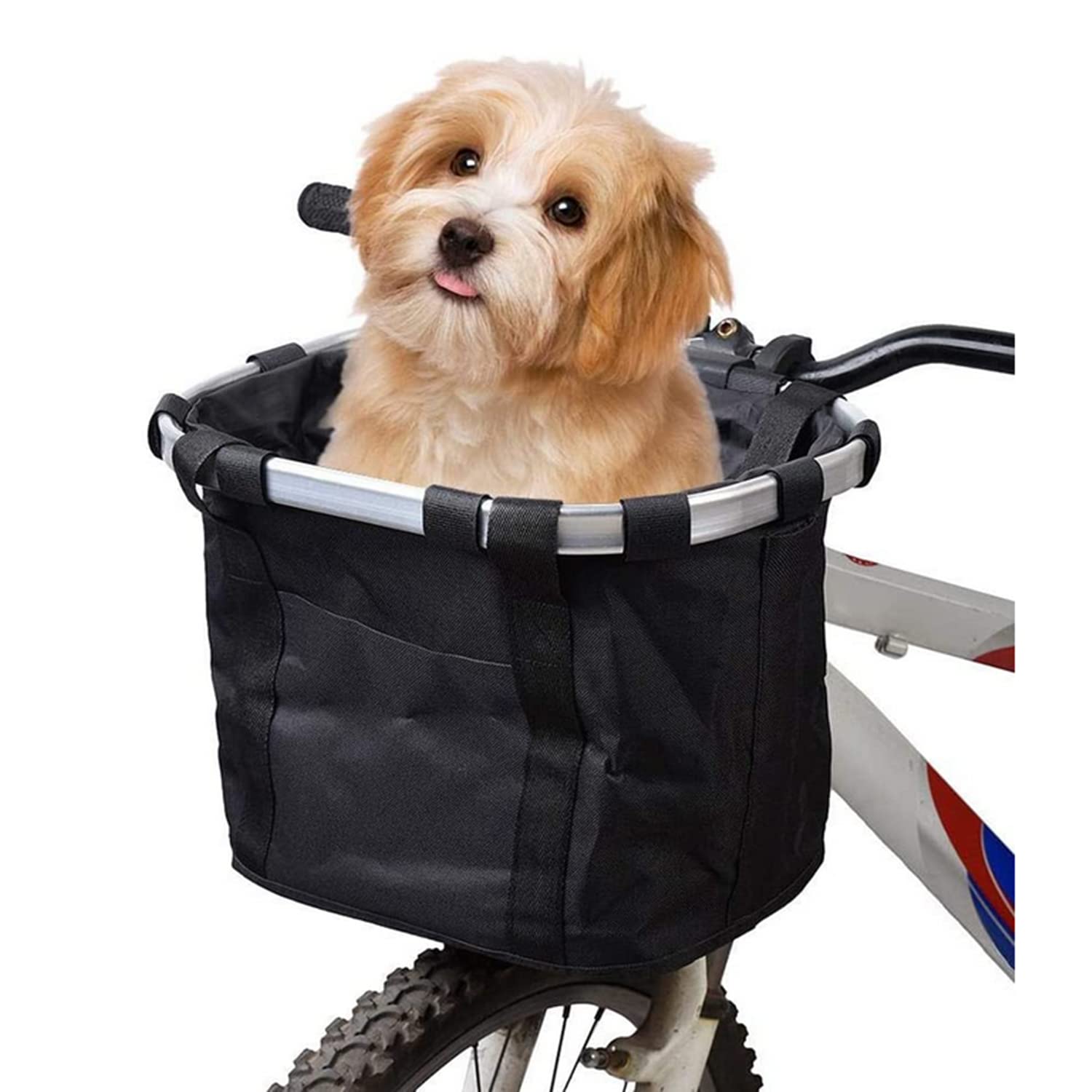 Bicycle Bike Detachable Cycle Front Canvas Basket Carrier Bag Pet Carrier Aluminum Alloy Frame Pet Carrier