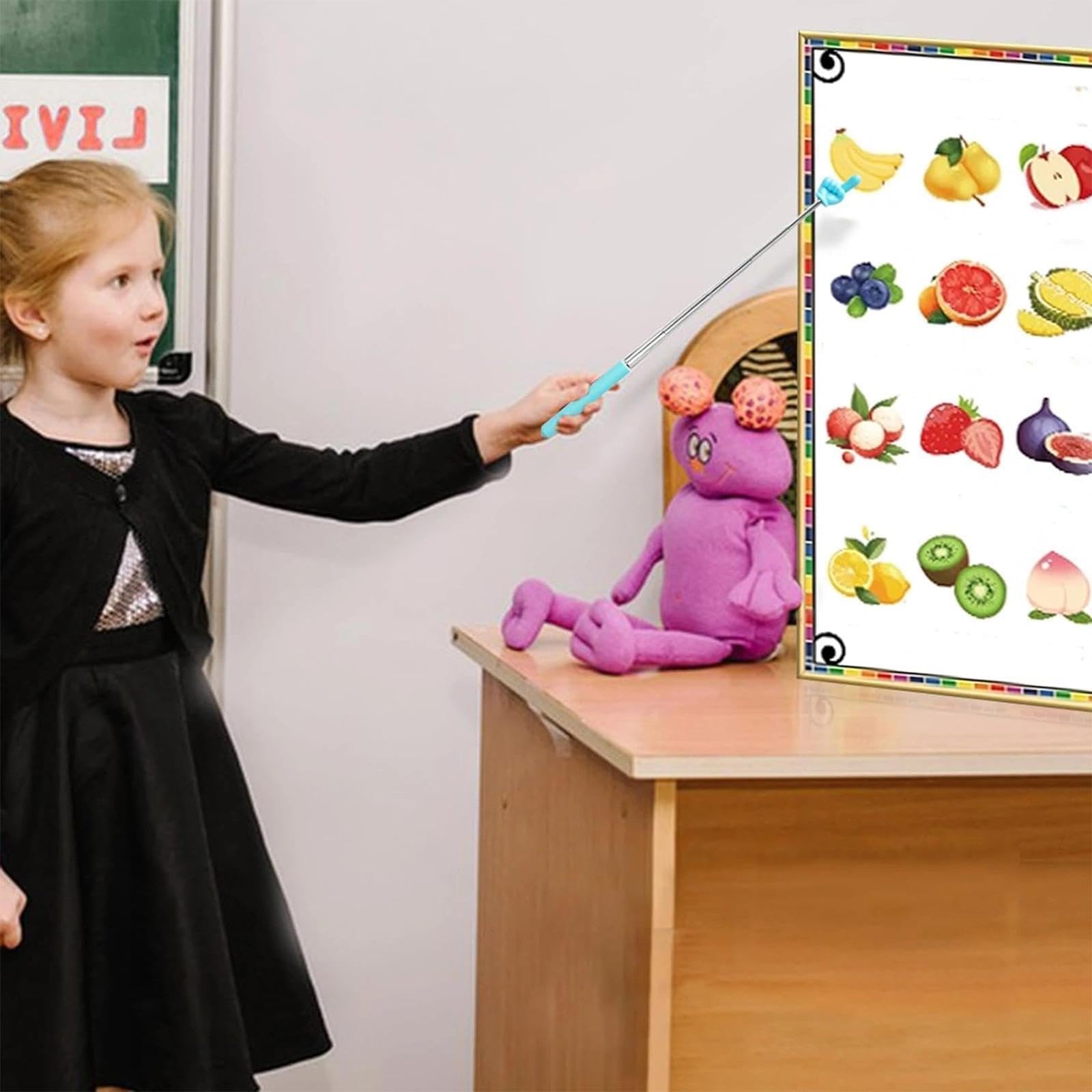 LINTRA Baton Telescopique, 6 Pièces Bâton Télescopique pour Doigts, Baguette Télescopique, Baguette Légère pour Enfants, Réglable Entre 20 cm et 68 cm, Adapté aux Salles de Classe, Présentations