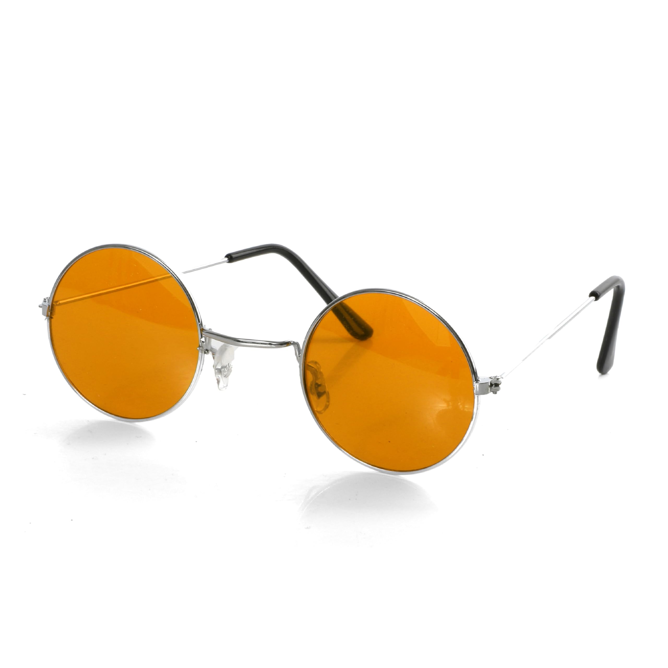 Orange Circular Hippy Glasses - Pack of 1-1970s 1960s Disco Hippie - Fancy Dress Accessory Hipster Sunglasses
