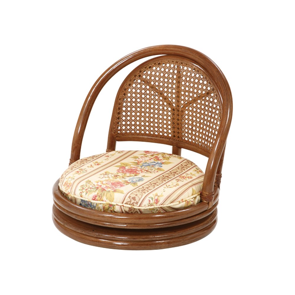 Amazon｜サンフラワーラタン コンパクト回転式座椅子 クリーム ロー