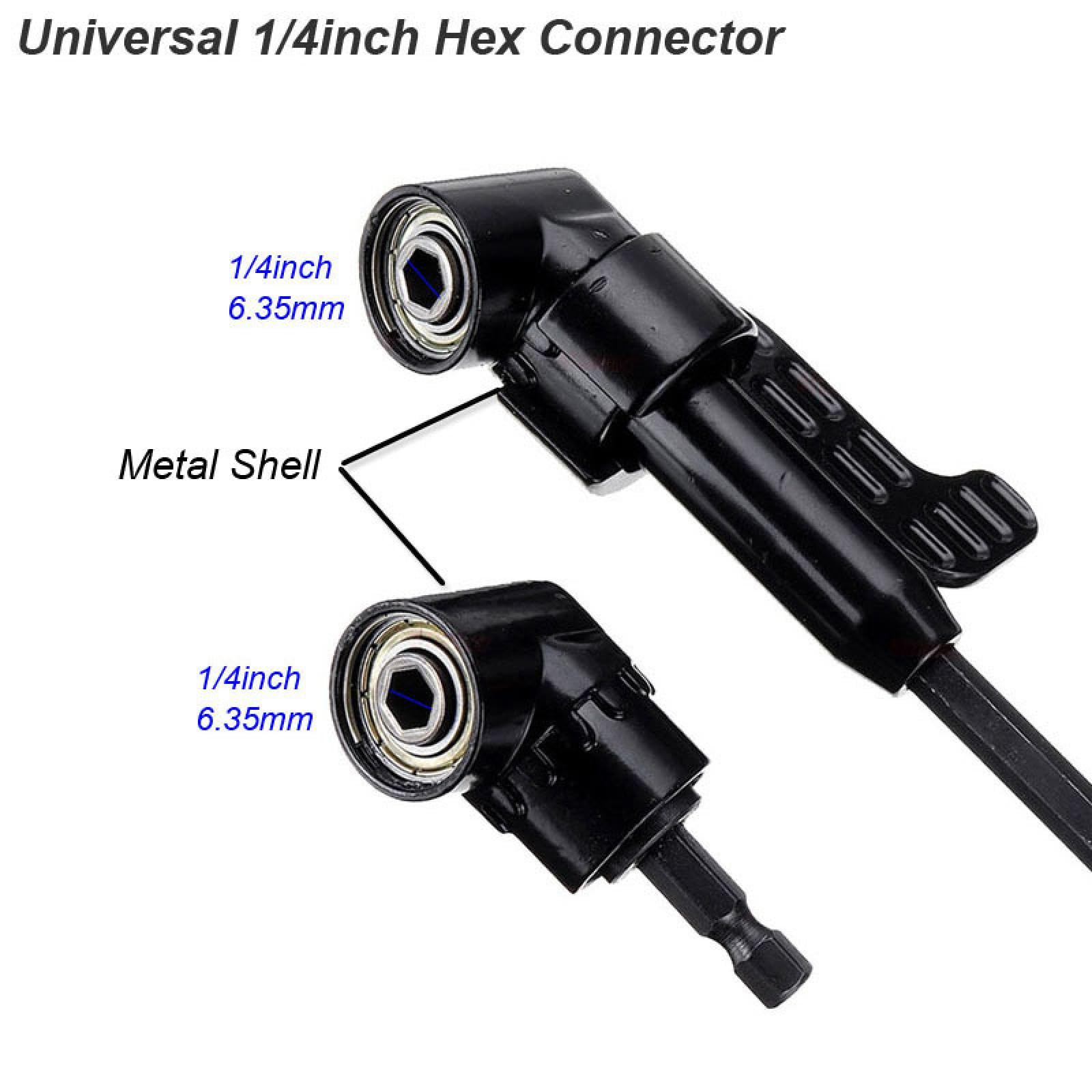 Adaptador de destornillador de ángulo recto con extensión de 1/4" y broca magnética ajustable de 105 grados (adaptador de punta angular L)