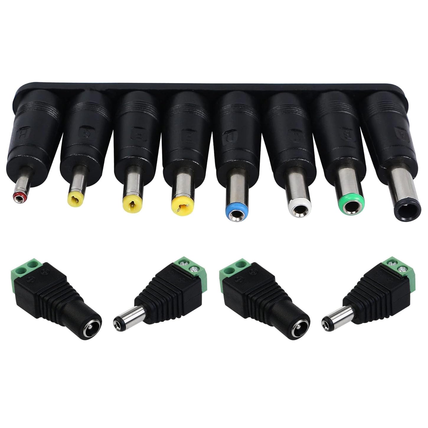 GTIWUNG 8 Pezzi Adattatore di Alimentazione DC Universale da 5,5x2,1mm Connessione CC Femmina a Maschio Adattatore Jack Connettore, DC Barrel Connettore, 2 Paia Connettori di Alimentazione DC