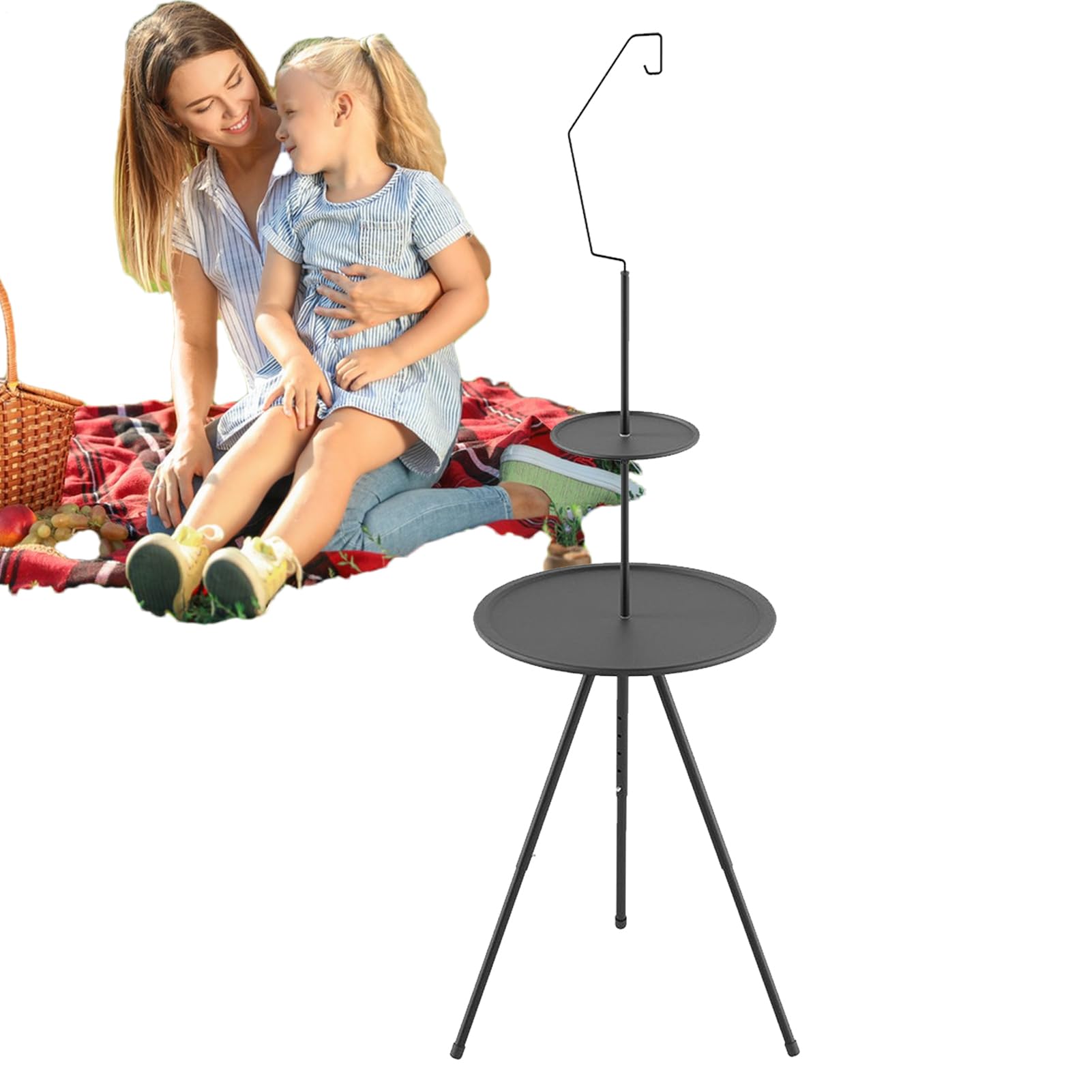 Table de camping portable et pliable avec support triangulaire stable
