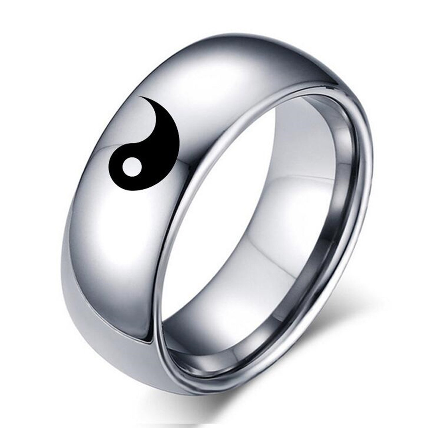 Lafatina Yin Yang Wedding Band Rings For Men Women Black