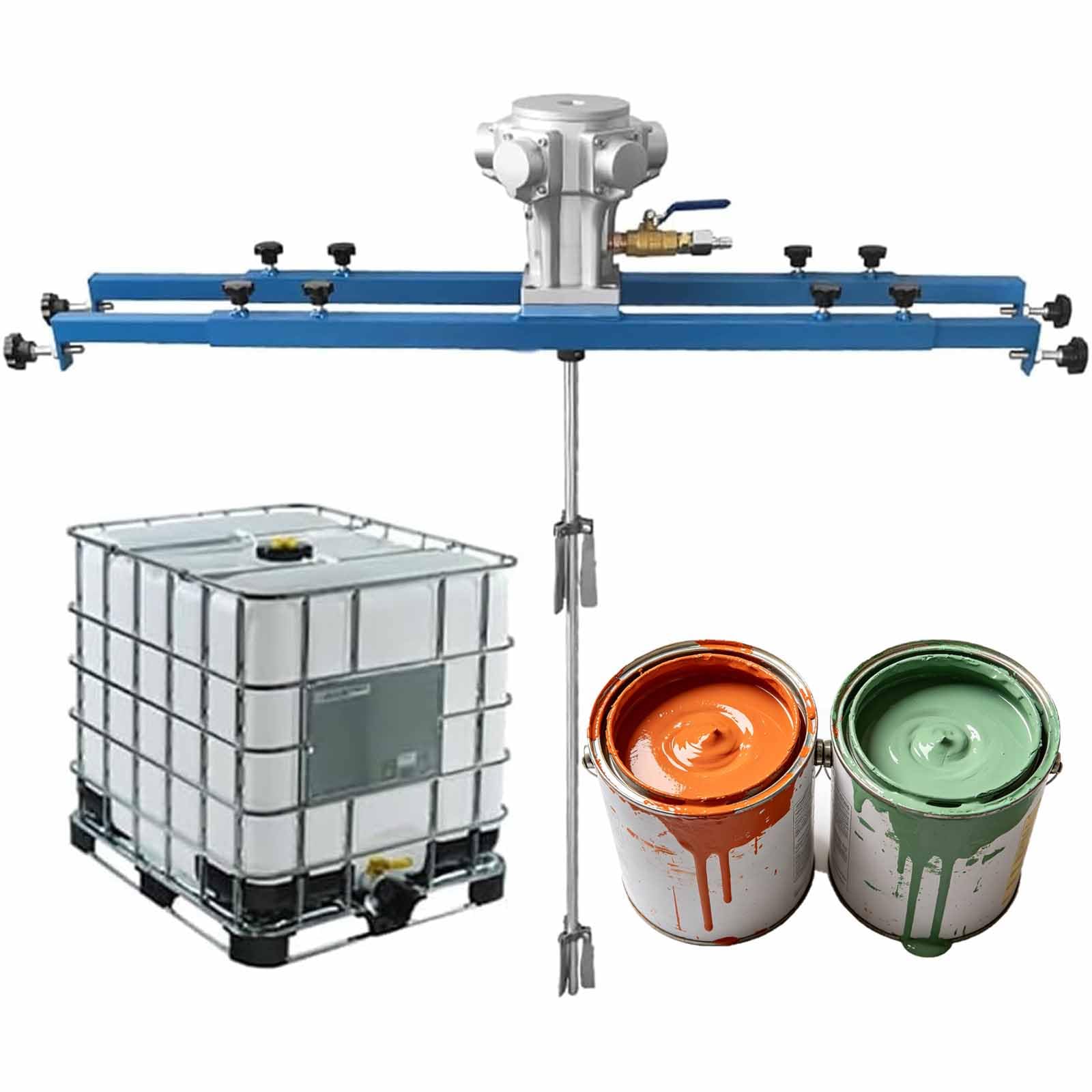 Agitadores Neumáticos para IBC, Mezcladores De Tanque con Motor Neumático De 5 Cilindros Y Hélice Plegable, 0-1300 RPM, Capacidad De Agitación De 1000 Kg, Diámetro del Impulsor De 250 Mm